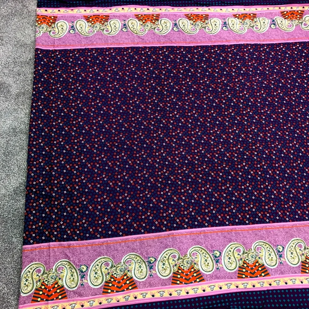 Paisley Cotton Fabric - Purple Double Border 9 Yards X 54” Paisley